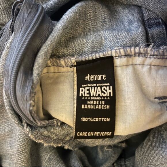 Rewash 100% Cotton Jumpsuit M Chambray Blue Wide Leg Belted Coastal Cowgirl - Picture 6 of 13